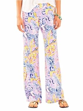 Lilly Pulitzer Bal Harbour Lilac Verbena So Snappy Pull-On Palazzo Pants Size M